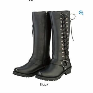 Z1R Savage Womens Leather motorcycle Riding Boots Black 6.5